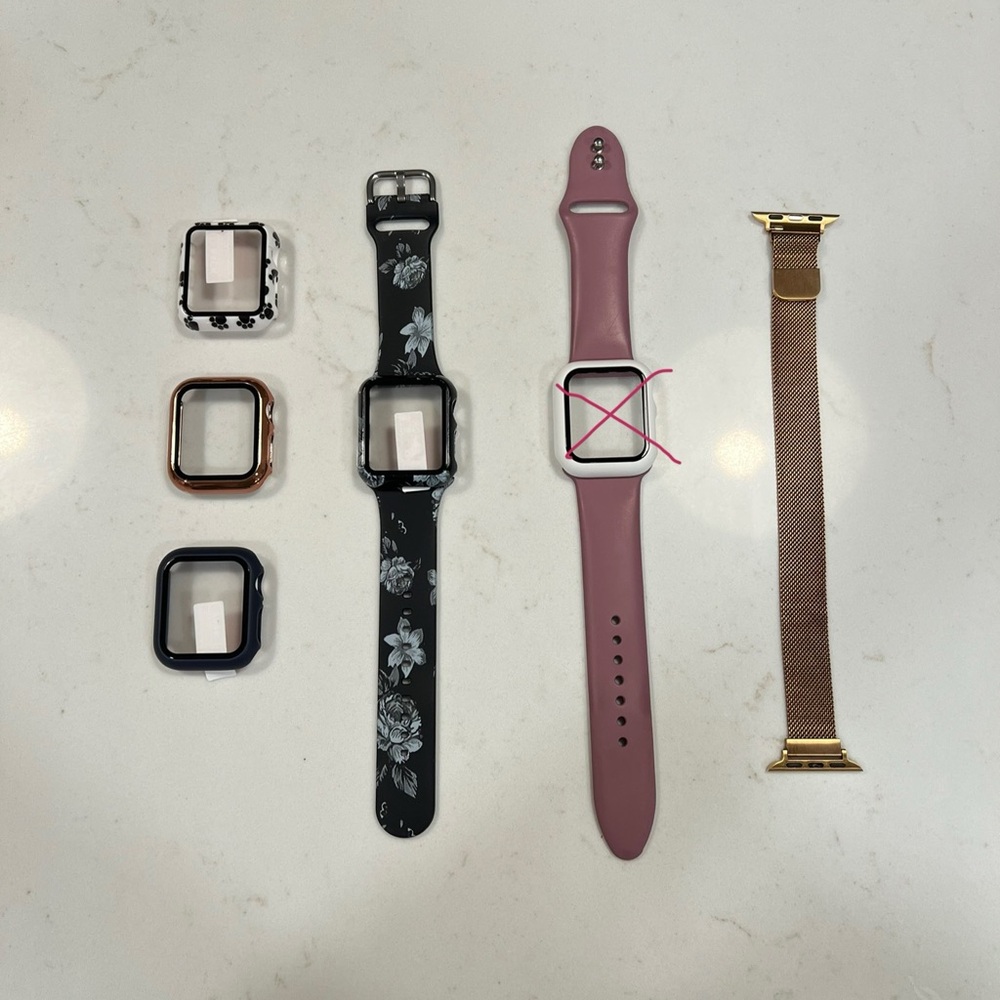 Assorted Apple Watch Straps + Cases